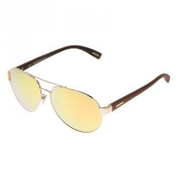 Pre Owned Chopard Rose Gold Tone SCH B35V Brown Leather Aviators