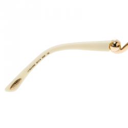 Pre Owned Chopard Cream Pearl Embellished Swirls & Rose Gold Tone Square Sunglasses