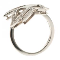 Pre Owned Chopard Happy Diamond Dove 18k White Gold Ring Size 53