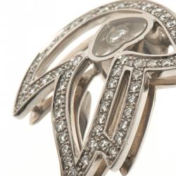 Pre Owned Chopard Happy Diamond Dove 18k White Gold Ring Size 53