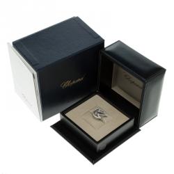 Pre Owned Chopard Happy Diamond Dove 18k White Gold Ring Size 53