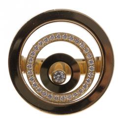 Pre Owned Chopard Happy Spirit Diamond Yellow Gold Ring Size 53