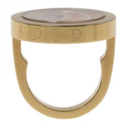 Pre Owned Chopard Happy Spirit Diamond Yellow Gold Ring Size 53