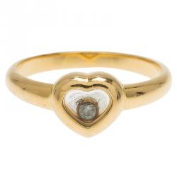 Pre Owned Chopard Miss Happy Diamond Yellow Gold Ring Size 49