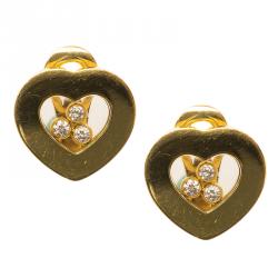 Chopard Happy Curves Diamonds & Yellow Gold Stud Earrings