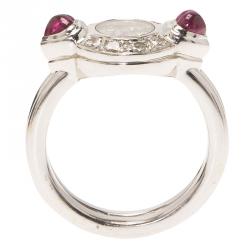 Chopard Happy Diamonds Sapphire Diamond White Gold Ring Size 56
