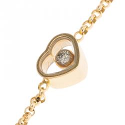 Pre Owned Chopard Happy Hearts Diamond & 18k Rose Gold Bracelet 17cm