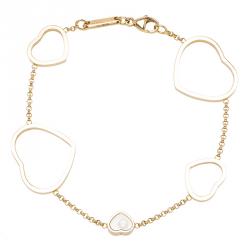 Pre Owned Chopard Happy Hearts Diamond & 18k Rose Gold Bracelet 17cm