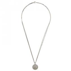 Pre Owned Chopard Happy Spirit Diamond & White Gold Pendant Double Chain Necklace