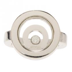 Pre Owned Chopard Happy Spirit Diamond White Gold Ring Size 52