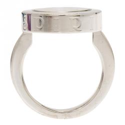 Pre Owned Chopard Happy Spirit Diamond White Gold Ring Size 52