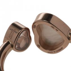 Pre Owned Chopard Happy Hearts Mother Of Pearl & Diamond 18k Rose Gold Ring Size 54