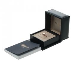 Pre Owned Chopard Happy Hearts Mother Of Pearl & Diamond 18k Rose Gold Ring Size 54