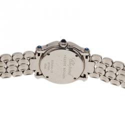 Pre Owned Chopard Blue Mother of Pearl Stainless Steel Happy Sport Women's Wristwatch 26MM