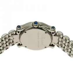 Pre Owned Chopard Mother of Pearl Stainless Steel Happy Sport Diamond Women's Wristwatch 26MM