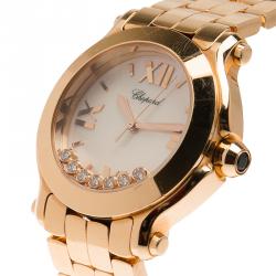Pre Owned Chopard Mother of Pearl 18K Rose Gold Happy Sport Women's Wristwatch 36MM