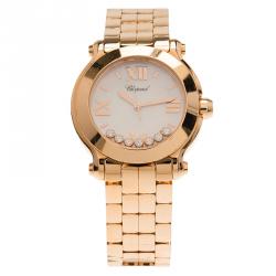 Pre Owned Chopard Mother of Pearl 18K Rose Gold Happy Sport Women's Wristwatch 36MM