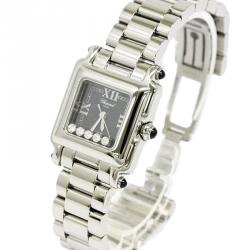 Pre Owned Chopard Black Stainless Steel Happy Sport Women's Wristwatch 23MM