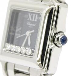 Pre Owned Chopard Black Stainless Steel Happy Sport Women's Wristwatch 23MM