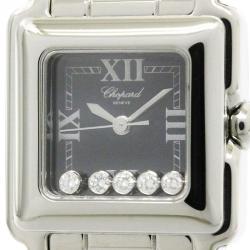 Pre Owned Chopard Black Stainless Steel Happy Sport Women's Wristwatch 23MM