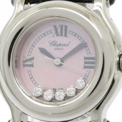 Pre Owned Chopard Pink Mother of Pearl Stainless Steel Happy Sport Women's Wristwatch 26MM
