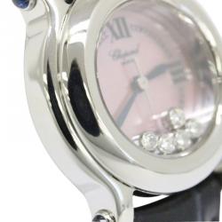 Pre Owned Chopard Pink Mother of Pearl Stainless Steel Happy Sport Women's Wristwatch 26MM