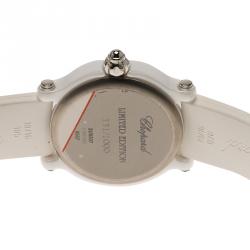 Chopard White Ceramic Happy Sport Diamond Women's Wristwatch 36MM