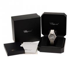Chopard White Ceramic Happy Sport Diamond Women's Wristwatch 36MM