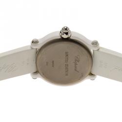 Pre Owned Chopard White Stainless Steel and Ceramic Happy Sport Limited Edition Women's Wristwatch 36MM
