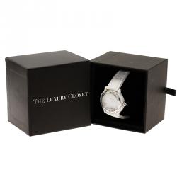 Pre Owned Chopard White Stainless Steel and Ceramic Happy Sport Limited Edition Women's Wristwatch 36MM