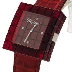 Chopard Red Resin & Stainlee Steel Ice Cube Be Mad Women’s Wristwatch 31MM