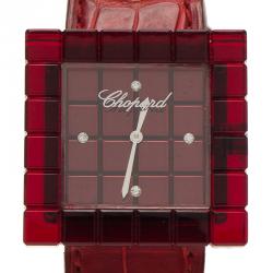 Chopard Red Resin & Stainlee Steel Ice Cube Be Mad Women’s Wristwatch 31MM
