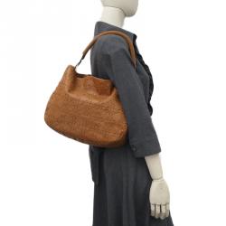Pre Owned Dior Brown Leather Woven Charm Hobo
