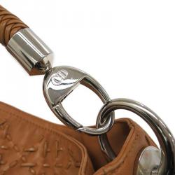 Pre Owned Dior Brown Leather Woven Charm Hobo
