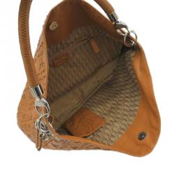 Pre Owned Dior Brown Leather Woven Charm Hobo