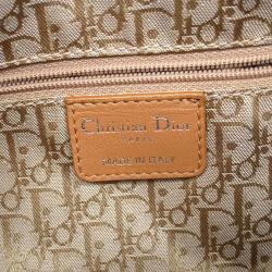 Pre Owned Dior Brown Leather Woven Charm Hobo