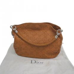 Pre Owned Dior Brown Leather Woven Charm Hobo