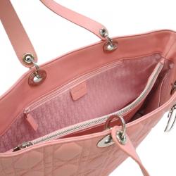 Pre Owned Dior Pink Cannage Leather Large Lady Dior Tote