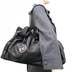 Pre Owned حقيبة ديور لو ترينتا جلد خروف أسود كاناج مبطن للكتف