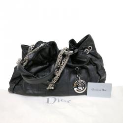 Pre Owned حقيبة ديور لو ترينتا جلد خروف أسود كاناج مبطن للكتف