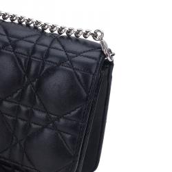 Pre Owned Dior Black Cannage Quilted Calfskin Miss Dior Promenade Pouch Clutch Bag