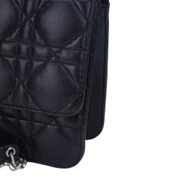 Pre Owned Dior Black Cannage Quilted Calfskin Miss Dior Promenade Pouch Clutch Bag