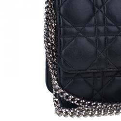 Pre Owned Dior Black Cannage Quilted Calfskin Miss Dior Promenade Pouch Clutch Bag