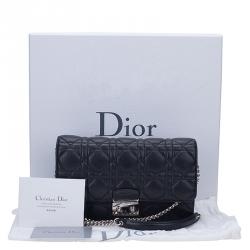 Pre Owned Dior Black Cannage Quilted Calfskin Miss Dior Promenade Pouch Clutch Bag