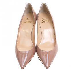 Pre Owned Christian Louboutin Beige Patent Leather Pigalle Follies Pumps Size 40