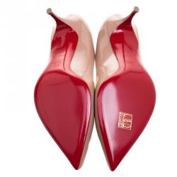 Pre Owned Christian Louboutin Beige Patent Leather Pigalle Follies Pumps Size 40