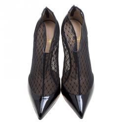 Pre Owned Christian Louboutin Black Mesh and Leather Filette Ankle Booties Size 39