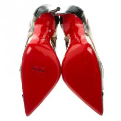 Pre Owned Christian Louboutin Black Leather and PVC Galata Pumps Size 35.5