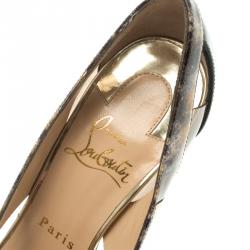 Pre Owned Christian Louboutin Black Leather and PVC Galata Pumps Size 35.5