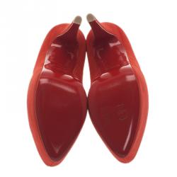 مملوكة مسبقًا حذاء كريستيان لوبوتان دافوديل جلد سويدي أحمر نعل سميك مقاس 35